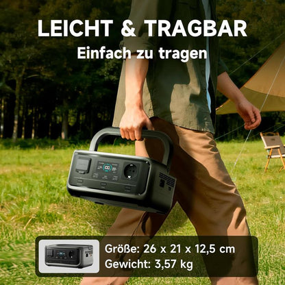 🔋 60% RABATT! ⚡ Tragbare Powerstation 256Wh LiFePO4 – 300W (Max 600W), <20ms USV – 100W USB-C, 3000 Zyklen – ideal für Camping, Reisen oder Notfälle 🏕️🔌✨