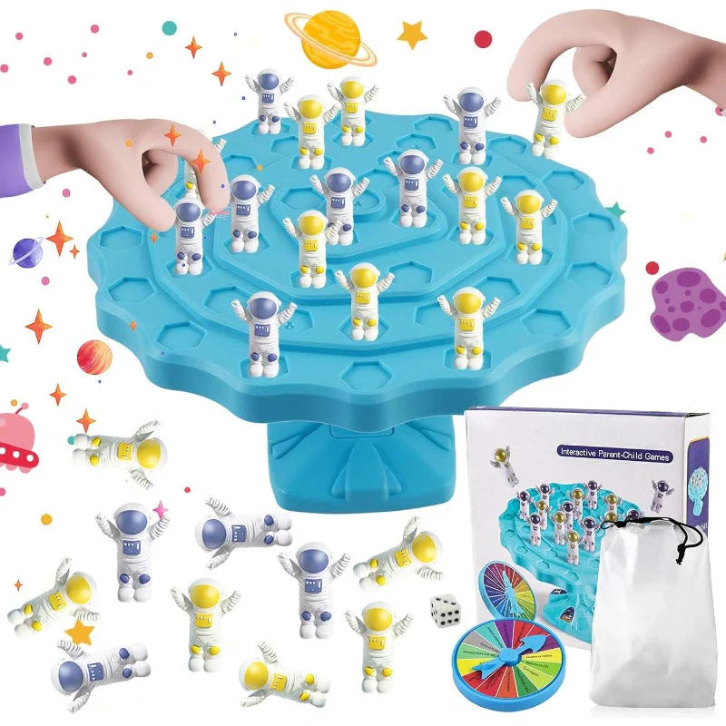 Balance Spaceman – Interaktives Balance-Spielset für Eltern und Kinder mit Würfel und Drehscheibe