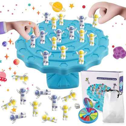 Balance Spaceman – Interaktives Balance-Spielset für Eltern und Kinder mit Würfel und Drehscheibe