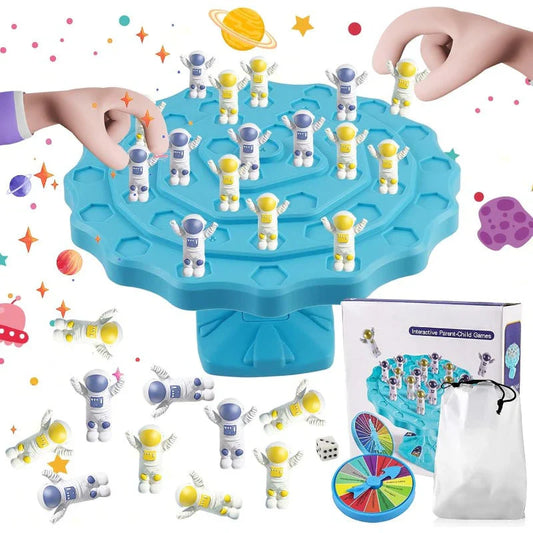Balance Spaceman – Interaktives Balance-Spielset für Eltern und Kinder mit Würfel und Drehscheibe