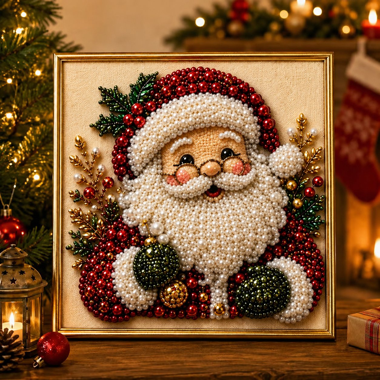 🎄 LETZTER TAG: 49 % RABATT –DIY Weihnachts-Perlenkunst-Set | Beflockte Leinwand mit kratzfesten, farbbeständigen Perlen – festliche DIY-Deko 🎅⛄❄️