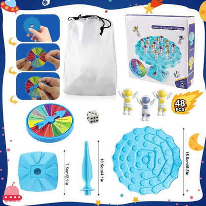 Balance Spaceman – Interaktives Balance-Spielset für Eltern und Kinder mit Würfel und Drehscheibe
