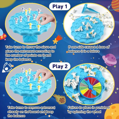 Balance Spaceman – Interaktives Balance-Spielset für Eltern und Kinder mit Würfel und Drehscheibe