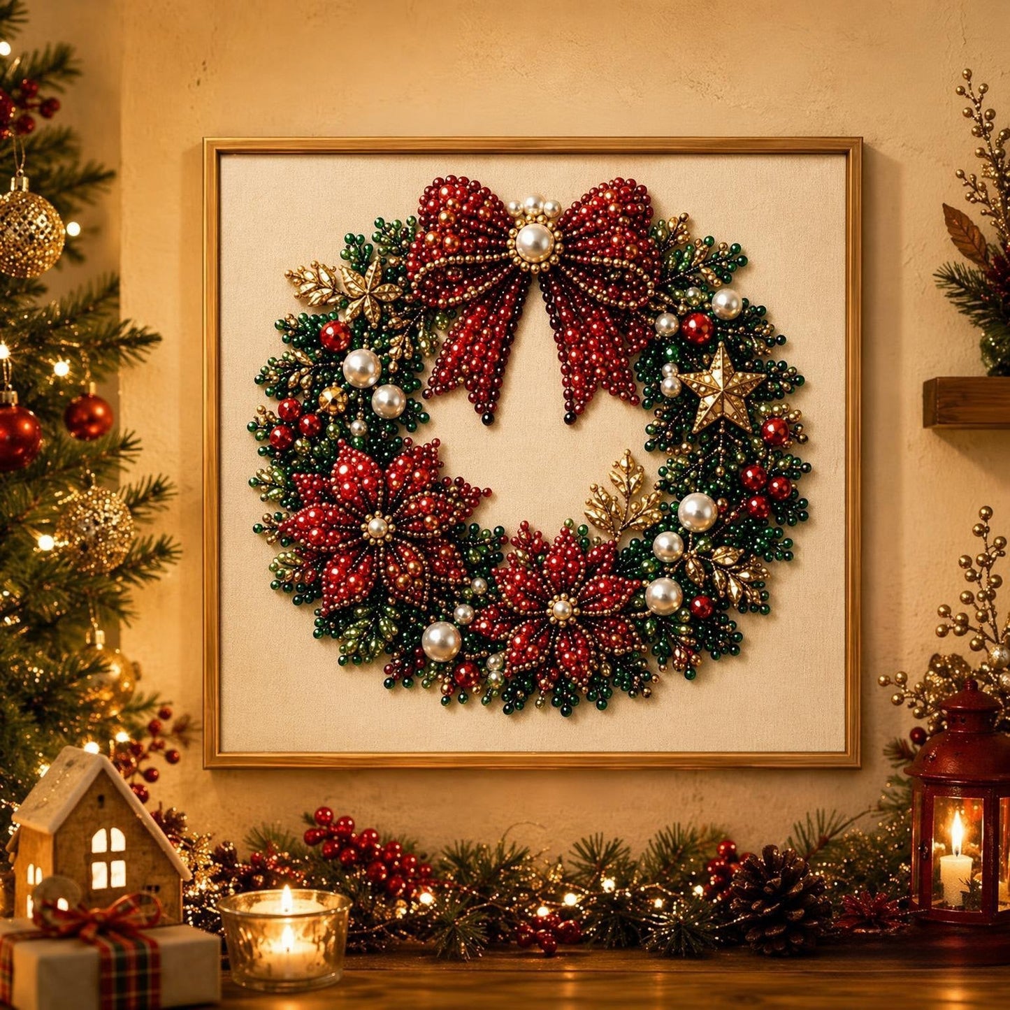 🎄 LETZTER TAG: 49 % RABATT –DIY Weihnachts-Perlenkunst-Set | Beflockte Leinwand mit kratzfesten, farbbeständigen Perlen – festliche DIY-Deko 🎅⛄❄️