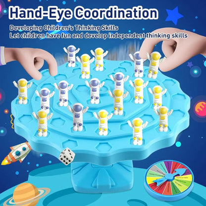 Balance Spaceman – Interaktives Balance-Spielset für Eltern und Kinder mit Würfel und Drehscheibe