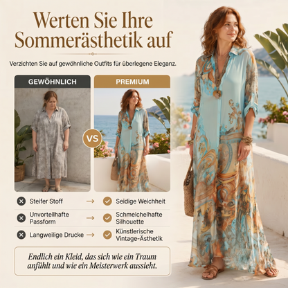 ✨ Exklusiv – 50 % RABATT! 👗 Elegantes Boho-Kleid mit Knopfleiste – Retro-Muster, fließende Silhouette & perfekt für Feste, Urlaub & Alltag 🌿