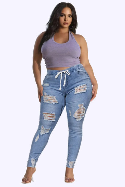 👖 50% RABATT! 🔥 Stretch-Skinny-Jeans mit Rissen – Figurbetont, Bequemer Stretch & Perfekt Für Einen Coolen Alltagslook 💙 Kostenloser Versand