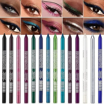 📢📢50 % RABATT!! ⏰ 24 Stunden lang anhaltender, wasserfester Farb-Eyeliner – 14 Farben, Perlmutt- und Matt-Finish, einfach anzuwenden 🎨