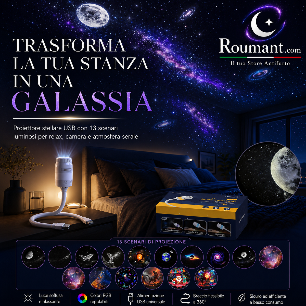 📢📢 JETZT 50 % RABATT!! ⏰🌌USB-Lampe mit Sternenhimmel-Projektion – Farbwechsel, dimmbar & tragbar – Perfekt für Kinderzimmer, Schlafzimmer & gemütliche Abende ✨