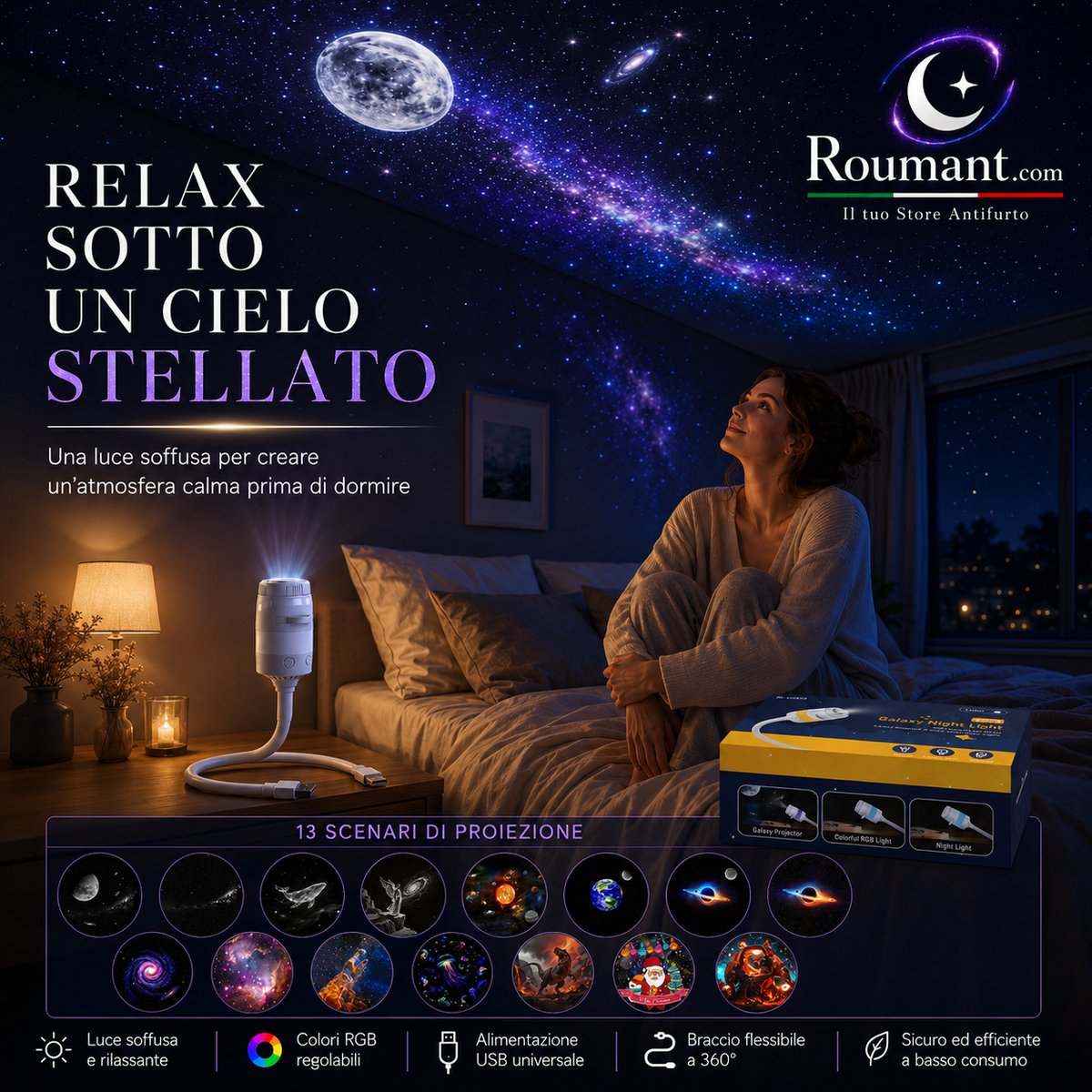 📢📢 JETZT 50 % RABATT!! ⏰🌌USB-Lampe mit Sternenhimmel-Projektion – Farbwechsel, dimmbar & tragbar – Perfekt für Kinderzimmer, Schlafzimmer & gemütliche Abende ✨