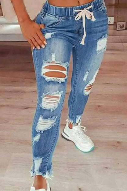 👖 50% RABATT! 🔥 Stretch-Skinny-Jeans mit Rissen – Figurbetont, Bequemer Stretch & Perfekt Für Einen Coolen Alltagslook 💙 Kostenloser Versand