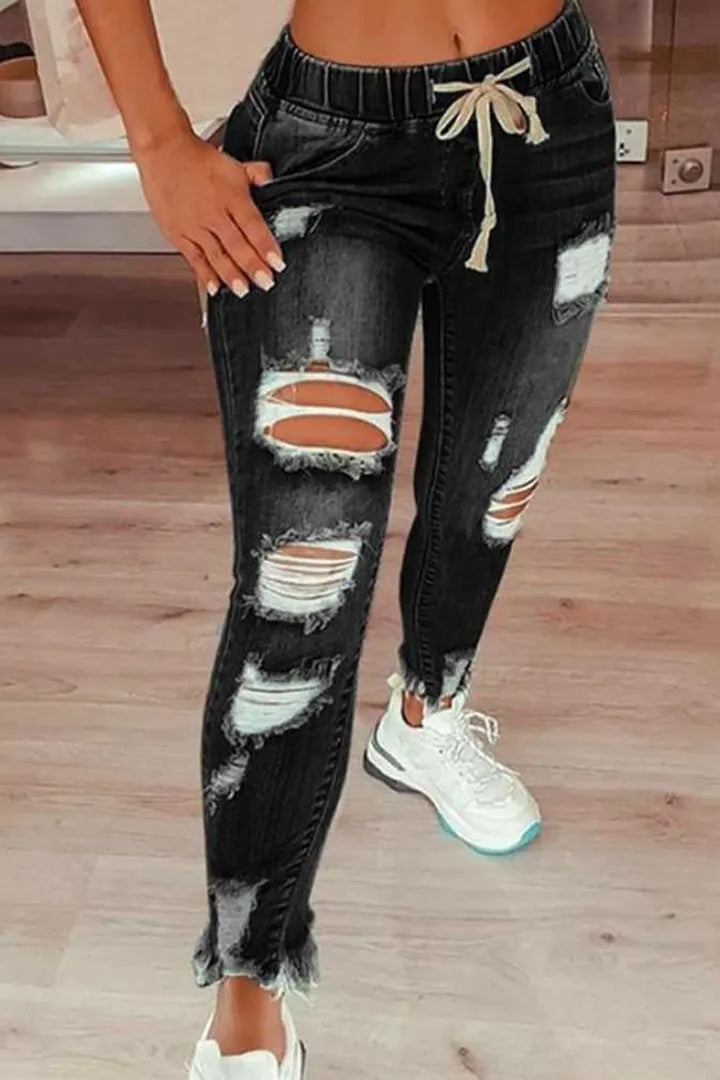 👖 50% RABATT! 🔥 Stretch-Skinny-Jeans mit Rissen – Figurbetont, Bequemer Stretch & Perfekt Für Einen Coolen Alltagslook 💙 Kostenloser Versand