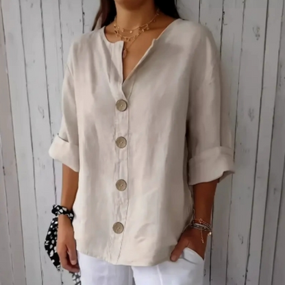 👚 50% RABATT! ✨ Damen-Mode-Button-Top – Loose Passform, Atmungsaktiv & Pflegeleicht Für Einen Entspannten, Stylischen Look 🌿