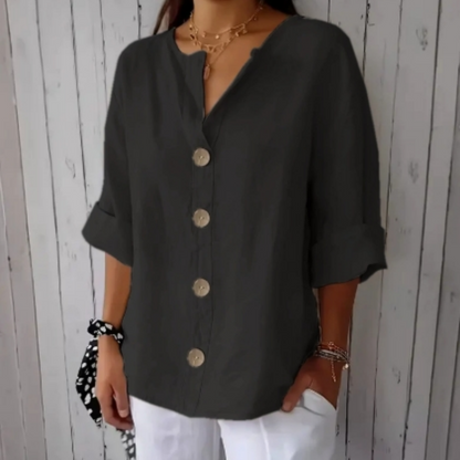 👚 50% RABATT! ✨ Damen-Mode-Button-Top – Loose Passform, Atmungsaktiv & Pflegeleicht Für Einen Entspannten, Stylischen Look 🌿