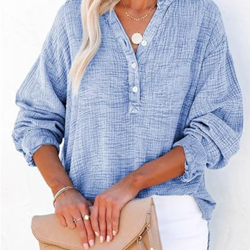 ⏳Begrenzte Zeit 50% Rabatt💥2026 Neue lässige Langarm-Mesh-Bluse mit Knopfverschluss für Damen