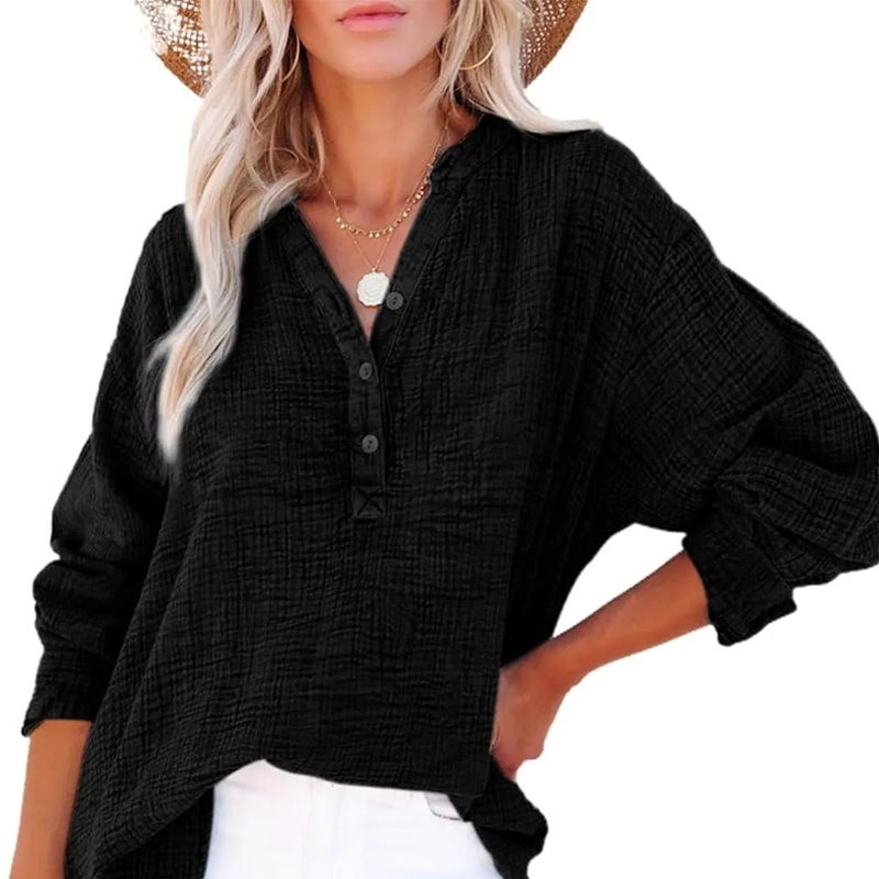 ⏳Begrenzte Zeit 50% Rabatt💥2026 Neue lässige Langarm-Mesh-Bluse mit Knopfverschluss für Damen