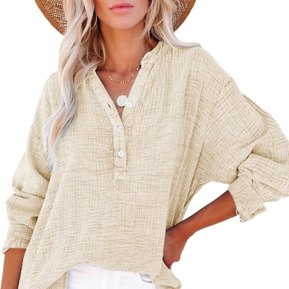 ⏳Begrenzte Zeit 50% Rabatt💥2026 Neue lässige Langarm-Mesh-Bluse mit Knopfverschluss für Damen