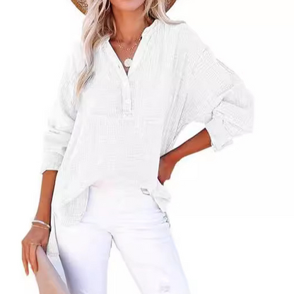 ⏳Begrenzte Zeit 50% Rabatt💥2026 Neue lässige Langarm-Mesh-Bluse mit Knopfverschluss für Damen