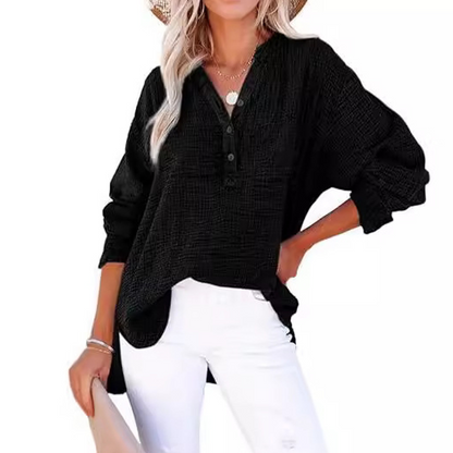 ⏳Begrenzte Zeit 50% Rabatt💥2026 Neue lässige Langarm-Mesh-Bluse mit Knopfverschluss für Damen