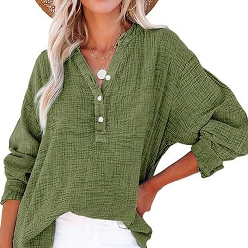 ⏳Begrenzte Zeit 50% Rabatt💥2026 Neue lässige Langarm-Mesh-Bluse mit Knopfverschluss für Damen