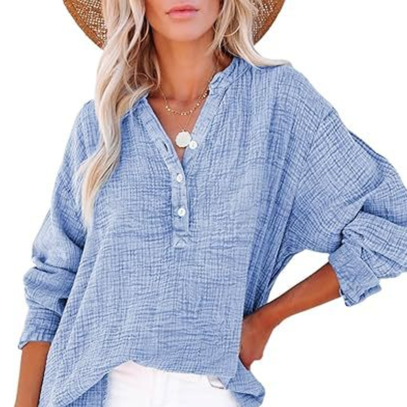 ⏳Begrenzte Zeit 50% Rabatt💥2026 Neue lässige Langarm-Mesh-Bluse mit Knopfverschluss für Damen