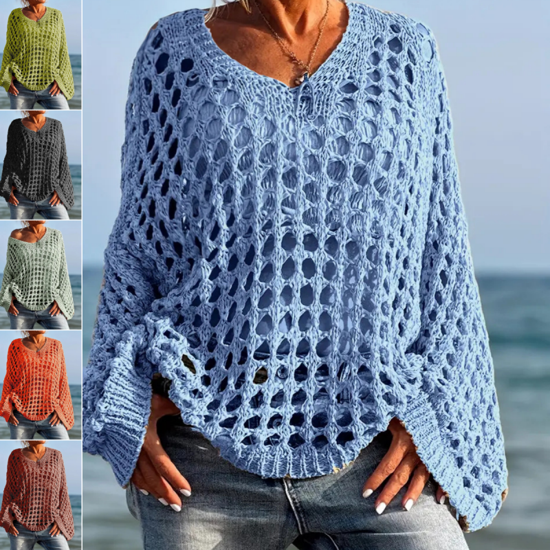 👚 50% RABATT! 💖 Damen Casual Häkelstrick-Top – Einfarbig, Leicht & Perfekt Für Den Alltag & Warme Tage ☀️