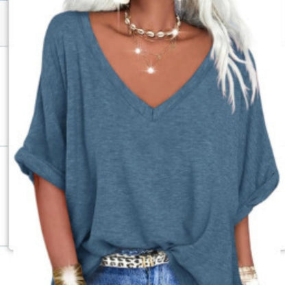 👕🔥 50% RABATT 🌸 Damen V-Ausschnitt Top – lässig, locker & stylisch für heiße Sommertage ☀️✨
