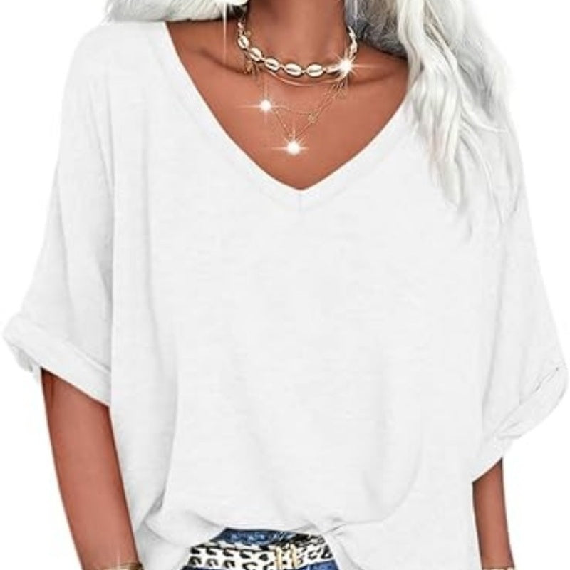 👕🔥 50% RABATT 🌸 Damen V-Ausschnitt Top – lässig, locker & stylisch für heiße Sommertage ☀️✨