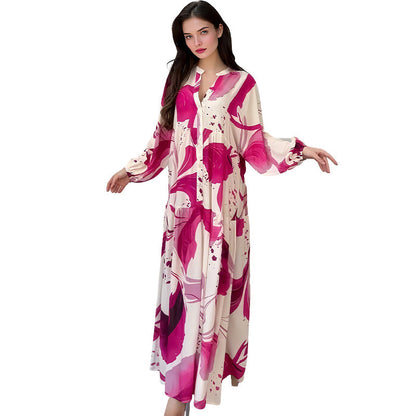 👗 50% RABATT! 🌸 Maxi-Blumenkleid für Damen mit V-Ausschnitt – Fließender Stoff, romantisches Design & perfekt für den Sommer ☀️