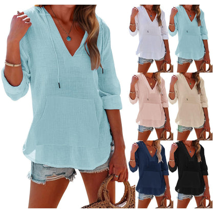 👗🏖️ ZEITLICH BEGRENZT: 50% RABATT! Übergroßes Strandkleid mit Kapuze für Damen – Langärmliges Hemd mit V-Ausschnitt & Tasche – Perfekt für Strand, Urlaub & heiße Tage ☀️✨