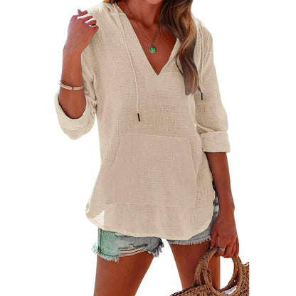 👗🏖️ ZEITLICH BEGRENZT: 50% RABATT! Übergroßes Strandkleid mit Kapuze für Damen – Langärmliges Hemd mit V-Ausschnitt & Tasche – Perfekt für Strand, Urlaub & heiße Tage ☀️✨