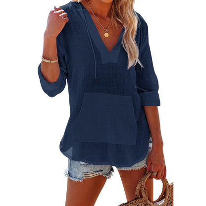 👗🏖️ ZEITLICH BEGRENZT: 50% RABATT! Übergroßes Strandkleid mit Kapuze für Damen – Langärmliges Hemd mit V-Ausschnitt & Tasche – Perfekt für Strand, Urlaub & heiße Tage ☀️✨