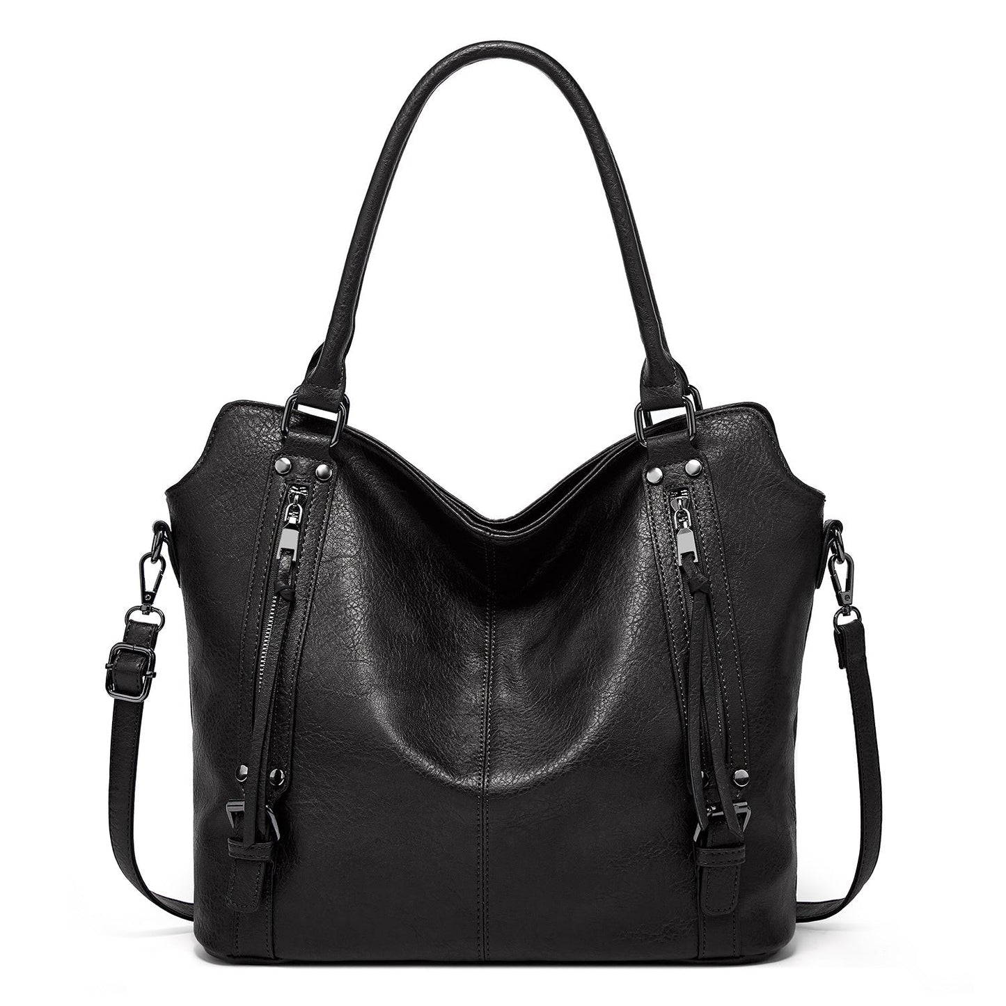 Kunstleder-Shopper, modische Damen-Schultertasche mit Reißverschluss, trendiges Geldbörsen-Set
