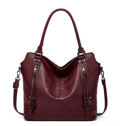 Kunstleder-Shopper, modische Damen-Schultertasche mit Reißverschluss, trendiges Geldbörsen-Set