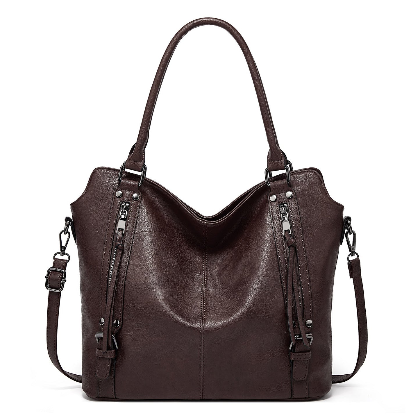 Kunstleder-Shopper, modische Damen-Schultertasche mit Reißverschluss, trendiges Geldbörsen-Set