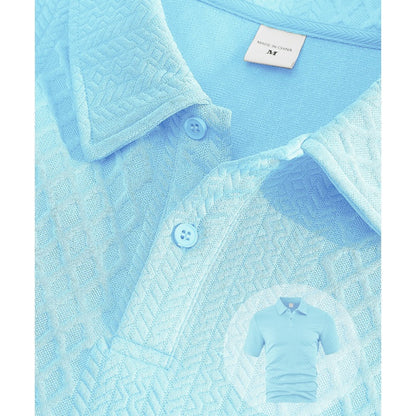 🌞👕 Herren Zweiteiler mit Rautenstruktur: Kurzarmhemd & Shorts mit Kordelzug 💎✨ Atmungsaktiv, knitterfrei & perfekt für heiße Tage