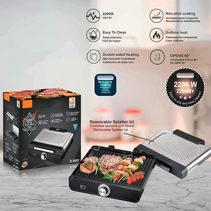 🔥-52% Aktion – Nur solange der Vorrat reicht⏳2200W Rauchfreier Indoors Grill mit Antihaft-Grillplatte🥩