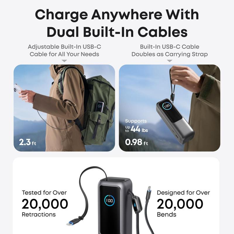 🔥 50 % Rabatt！！🔌Tragbares Ladegerät mit integriertem Kabel