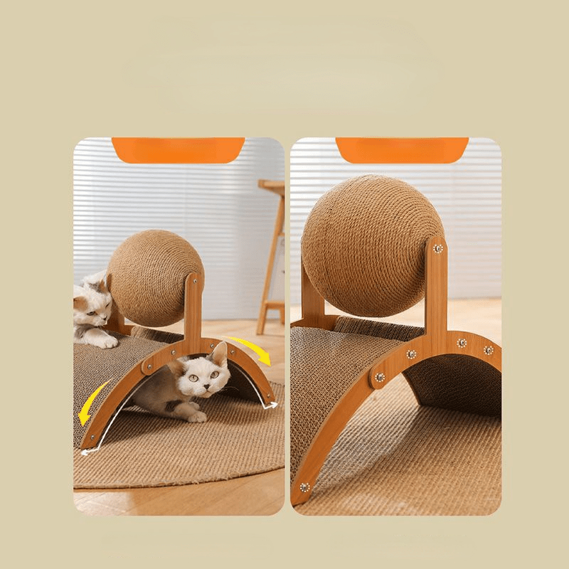 🐱 50% RABATT! 🧶 Natürlicher Sisal-Kratzball mit Kartonunterlage – Befriedigt den Kratztrieb, Schont Möbel & Für jede Katze 🎉