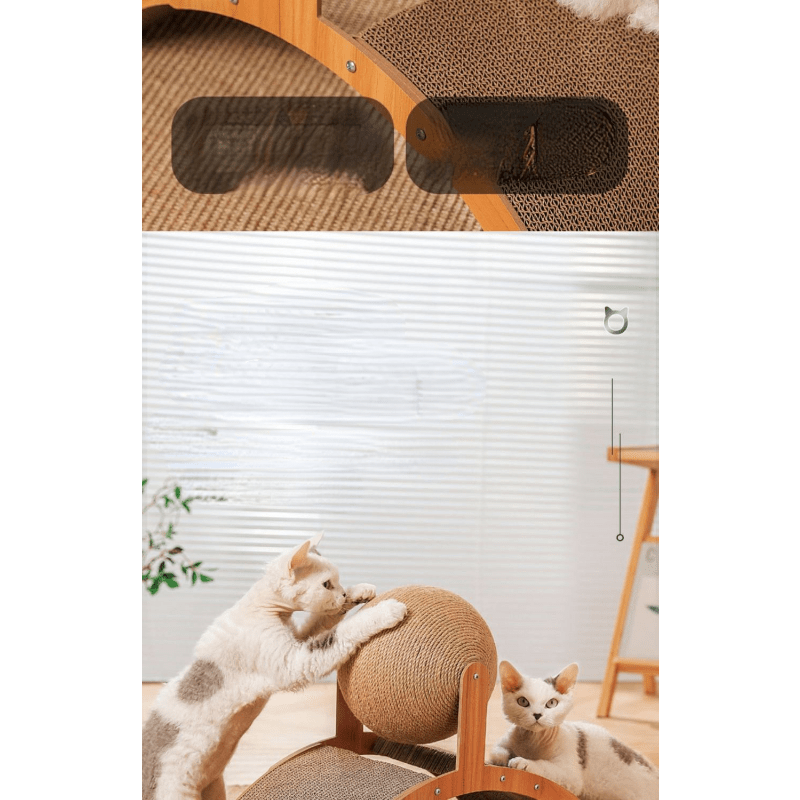 🐱 50% RABATT! 🧶 Natürlicher Sisal-Kratzball mit Kartonunterlage – Befriedigt den Kratztrieb, Schont Möbel & Für jede Katze 🎉