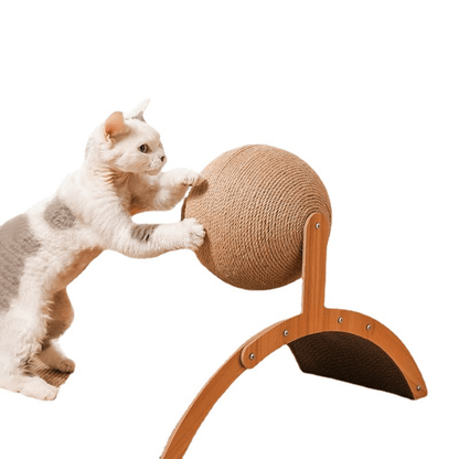 🐱 50% RABATT! 🧶 Natürlicher Sisal-Kratzball mit Kartonunterlage – Befriedigt den Kratztrieb, Schont Möbel & Für jede Katze 🎉