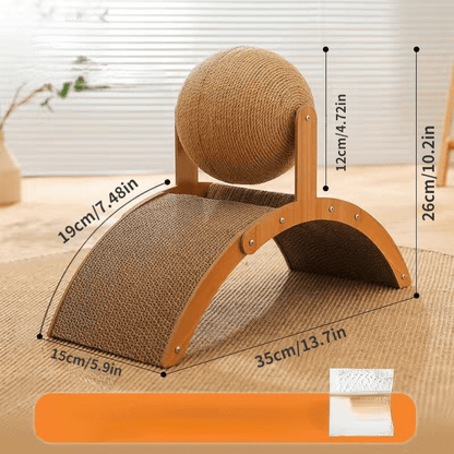 🐱 50% RABATT! 🧶 Natürlicher Sisal-Kratzball mit Kartonunterlage – Befriedigt den Kratztrieb, Schont Möbel & Für jede Katze 🎉