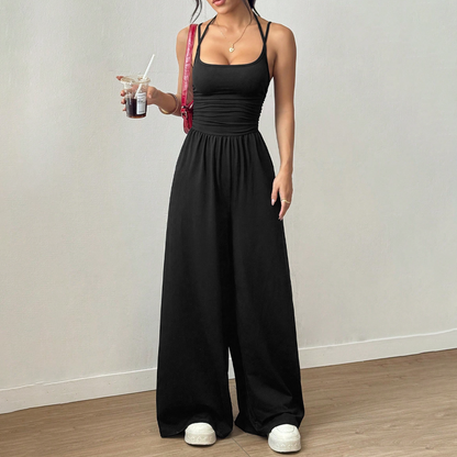 ☀️Damen Jumpsuit – Spaghettiträger mit Taillenbetonung und Weitem Bein