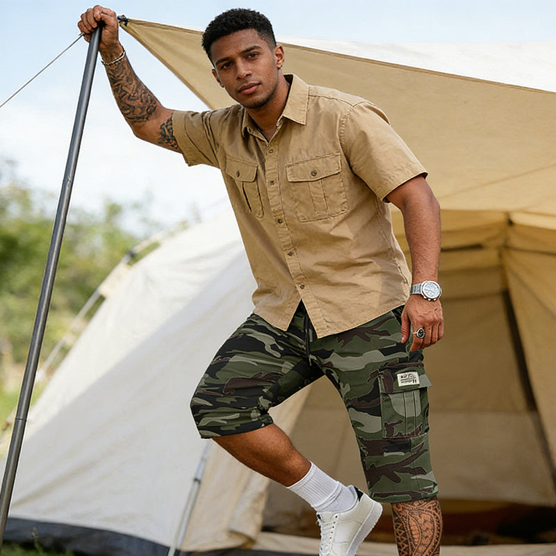 🔥 50% RABATT! 🩳 Herren-Camo-Cargoshorts mit Mehreren Taschen – Strapazierfähig, bequem & praktisch – Perfekt für Outdoor & Freizeit 🏕️