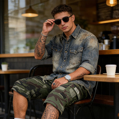 🔥 50% RABATT! 🩳 Herren-Camo-Cargoshorts mit Mehreren Taschen – Strapazierfähig, bequem & praktisch – Perfekt für Outdoor & Freizeit 🏕️
