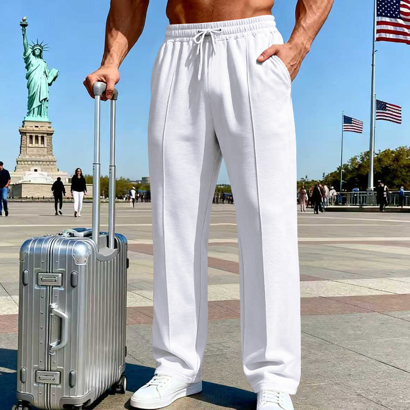 🛒 50 % Rabatt 👖Herrenhose mit elastischem Bund und Kordelzug, gerader Schnitt
