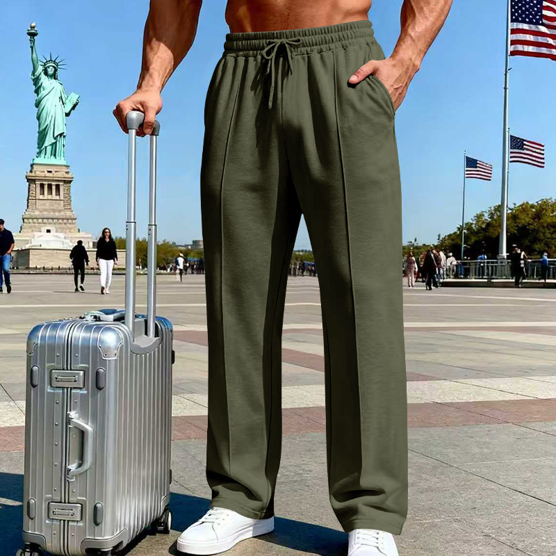 🛒 50 % Rabatt 👖Herrenhose mit elastischem Bund und Kordelzug, gerader Schnitt