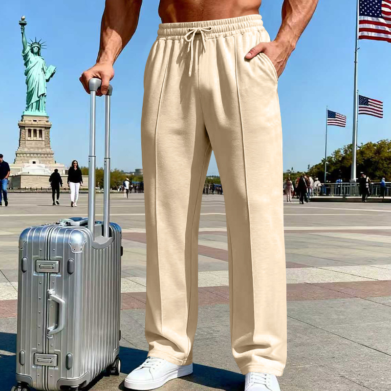 🛒 50 % Rabatt 👖Herrenhose mit elastischem Bund und Kordelzug, gerader Schnitt
