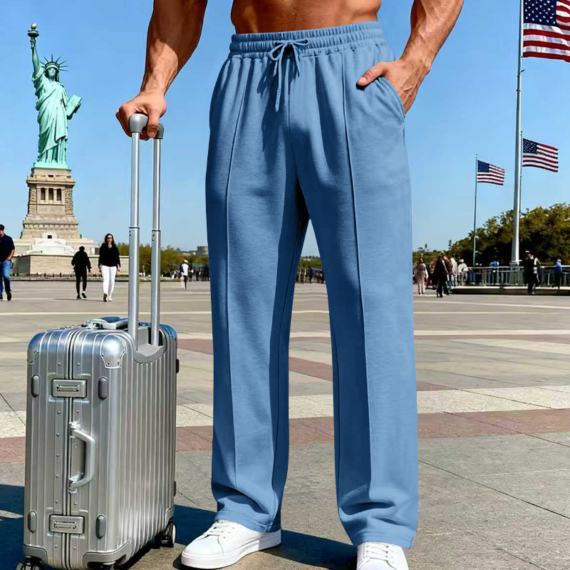 🛒 50 % Rabatt 👖Herrenhose mit elastischem Bund und Kordelzug, gerader Schnitt