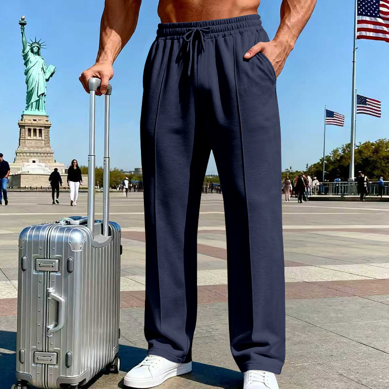 🛒 50 % Rabatt 👖Herrenhose mit elastischem Bund und Kordelzug, gerader Schnitt